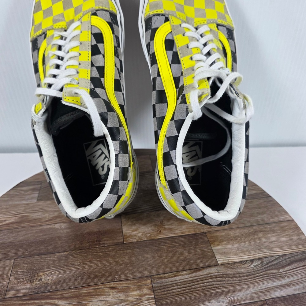 Vans Old Skool M Sz 9.5/ W 10.5 Yellow Gray Checkerboard Suede Skate Sneakers - Picture 7 of 10
